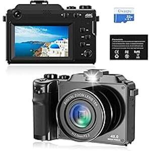 4K Compact Digital Camera for Photography: 48MP Digital Camera with 16X Digita